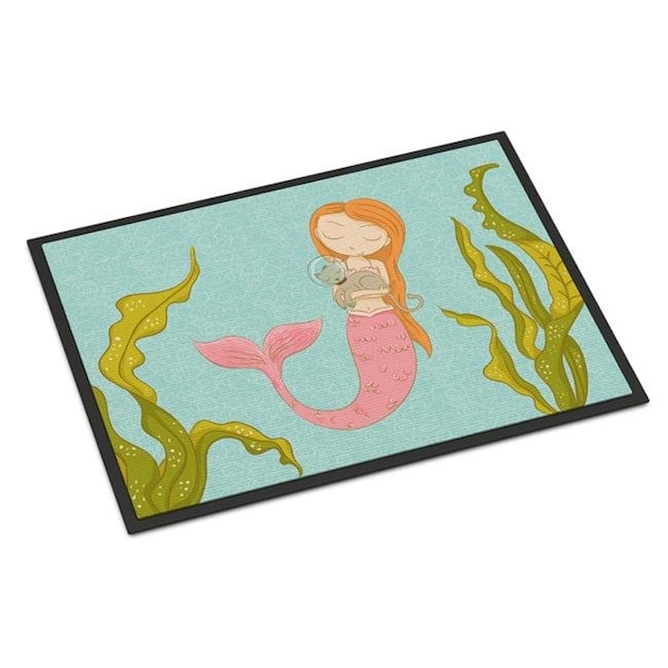 Carolines Treasures Carolines Treasures BB8540JMAT Mermaid And Cat Underwater Indoor Or Outdoor Mat - 24 x 36 in. BB8540JMAT - main